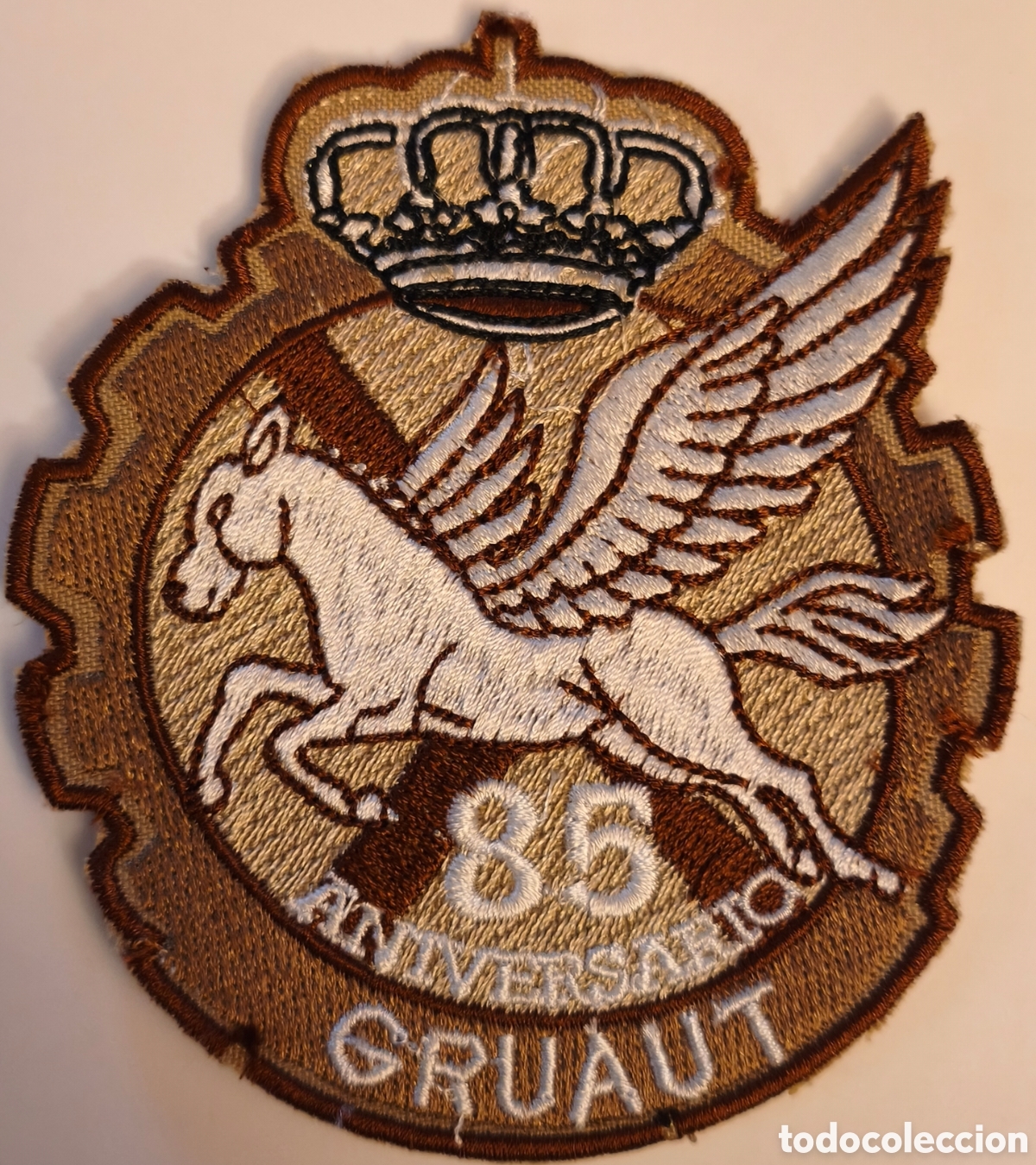 Militaria: PARCHE EMBLEMA DE BRAZO EN &Aacute;RIDO BORDADO 85 ANIVERSARIO GRUAUT E. DEL AIRE
