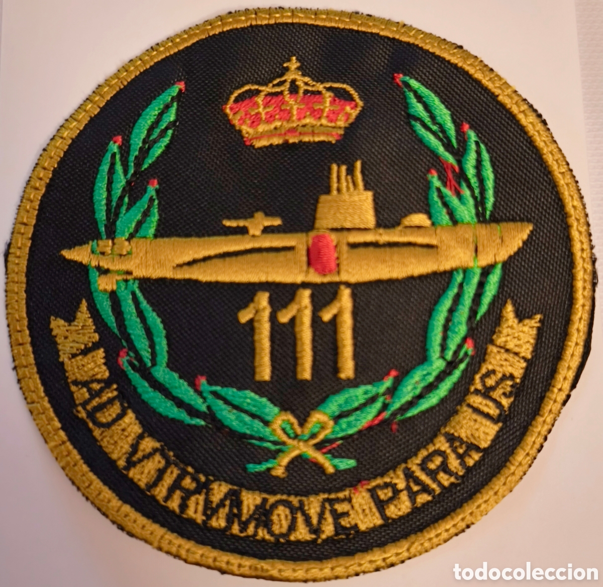 Militaria: PARCHE EMBLEMA DE BRAZO BORDADO A COLOR 111 ANIVERSARIO SUBMARINOS ARMADA ESPA&Ntilde;OLA