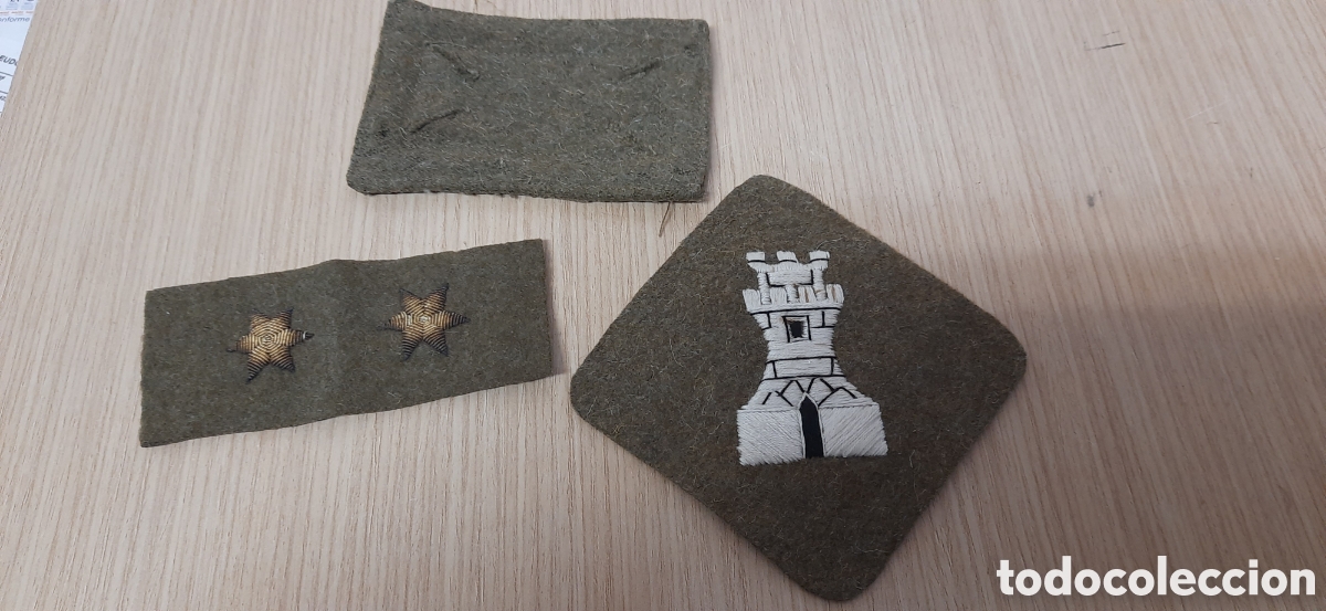 Militaria: Parche de ingenieros + graduacion teniente de la guerra civil para capote manta