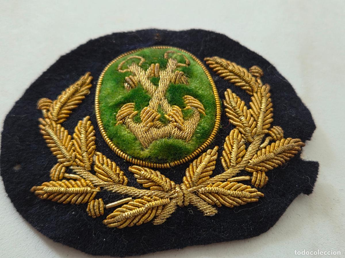 Militaria: PARCHE DE GORRA O GALLETA ESCUDO MARINA MERCANTE ESPA&Ntilde;OLA BORDADO A MANO BARCOS