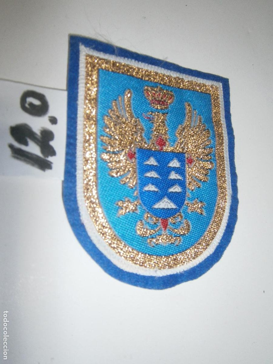 Militaria: ANTIGUO ESCUDO BORDADO DEL EJERCITO CANARIAS
