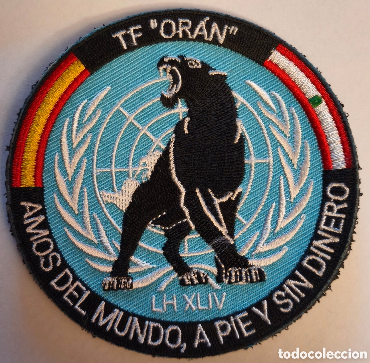 Militaria: PARCHE EMBLEMA DE BRAZO BORDADO A COLOR CON VELCRO TF &rdquo;OR&Aacute;N&rdquo; MISI&Oacute;N ONU LH XLIV