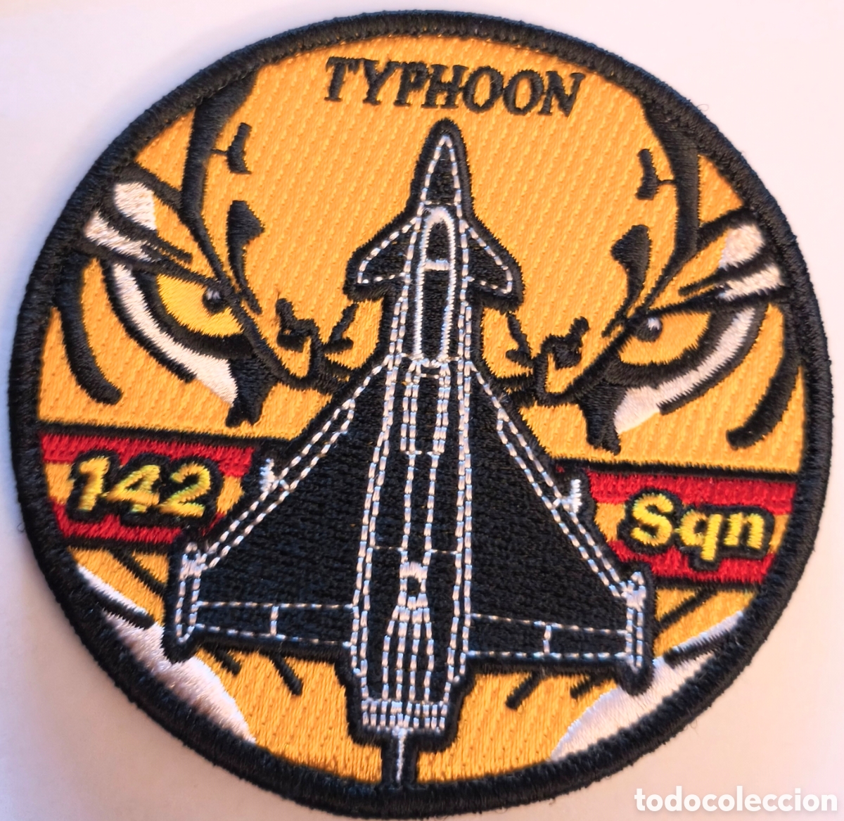 Militaria: PARCHE EMBLEMA DE BRAZO BORDADO A COLOR CON VELCRO TYPHOON 142 SQN