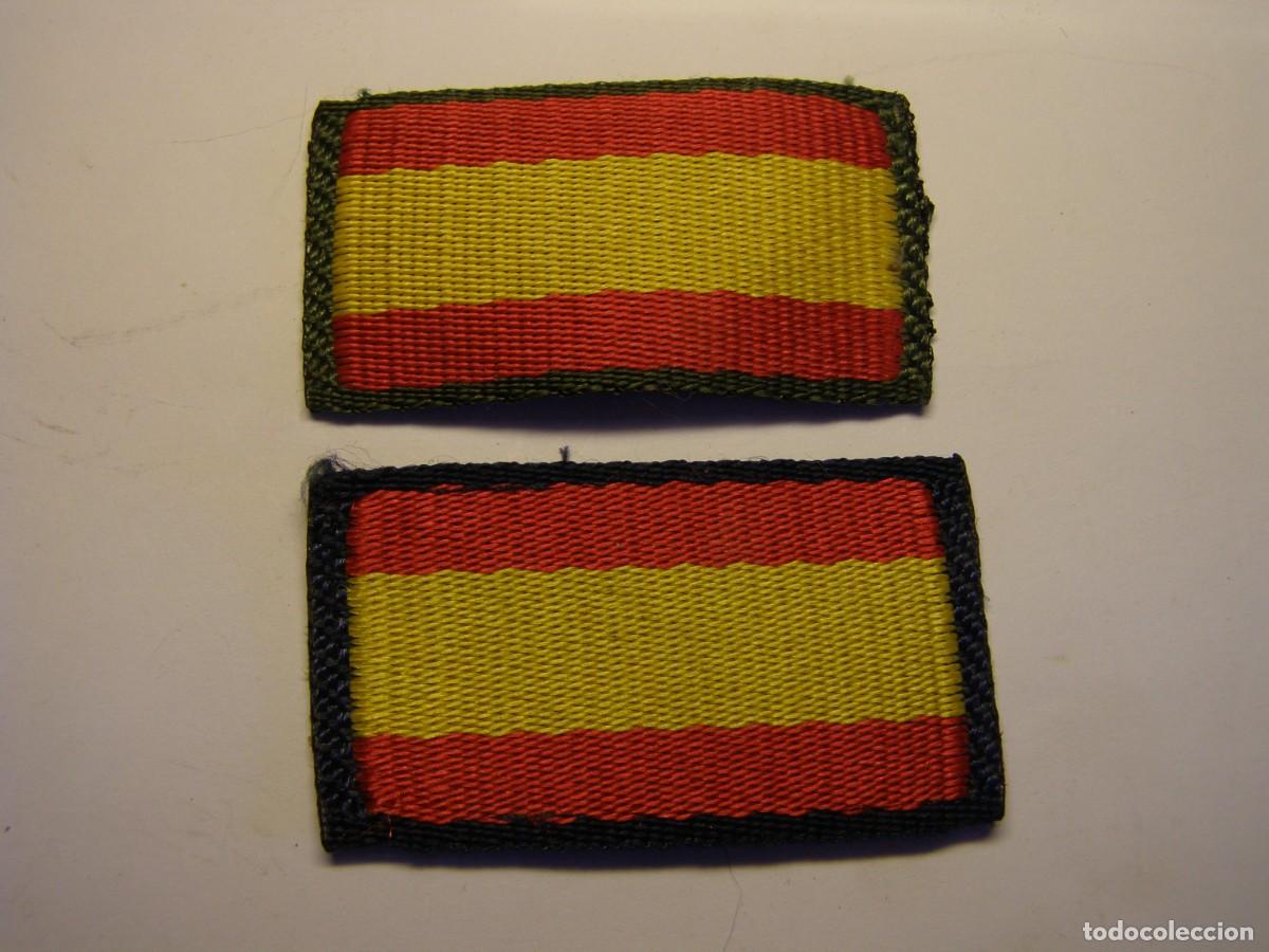 Militaria: 2 Parches bordados de brazo bandera espa&ntilde;ola, Ej&eacute;rcito Espa&ntilde;ol.