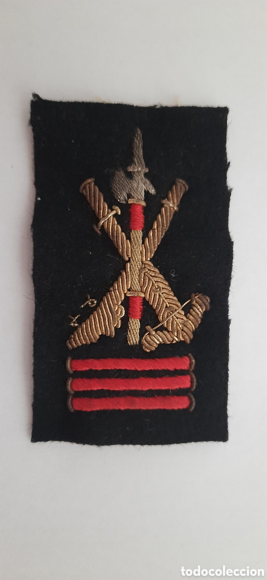 Militaria: parche de la legion con barras permanencia hecho en canutillo