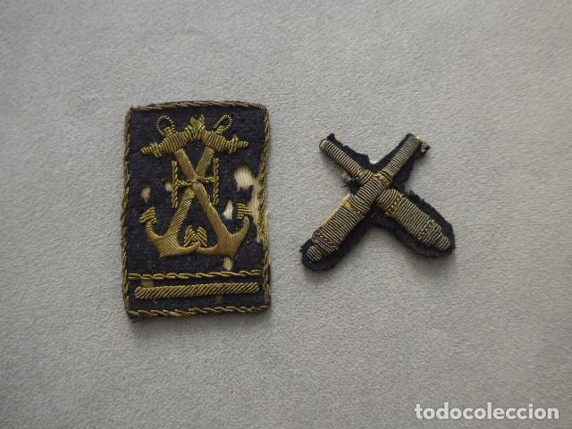 Militaria: Lote 2 antiguos parches bordados de la marina espa&ntilde;ola de Alfonso XIII a Guerra civil, originales