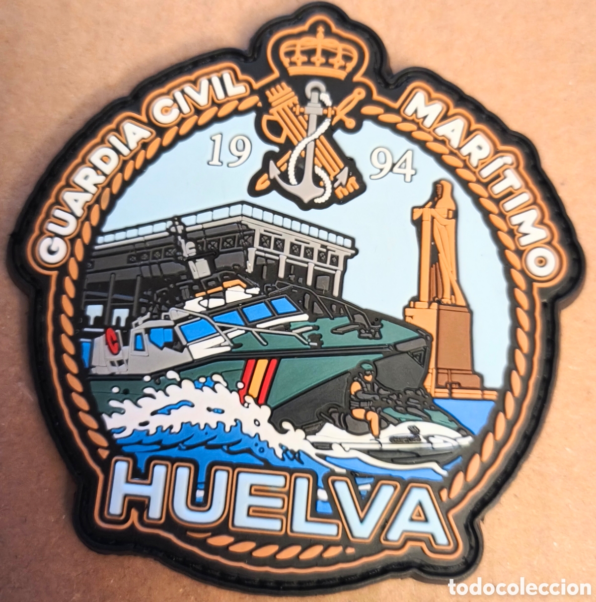 Militaria: PARCHE EMBLEMA DE BRAZO GOMA INYECTADA A COLOR CON VELCRO SERVICIO MAR&Iacute;TIMO HUELVA G. CIVIL