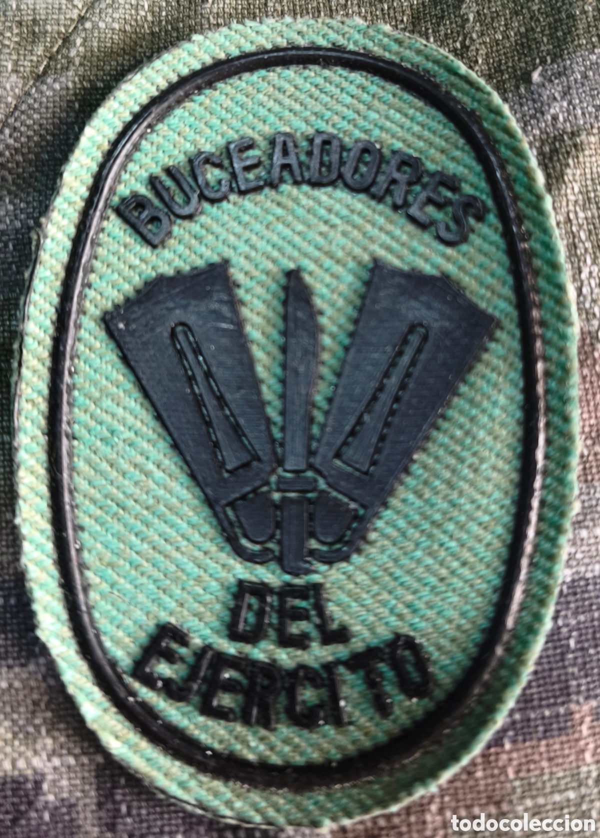 Militaria: PARCHE EMBLEMA BUCEADORES DEL EJ&Eacute;RCITO VERDE SARGA