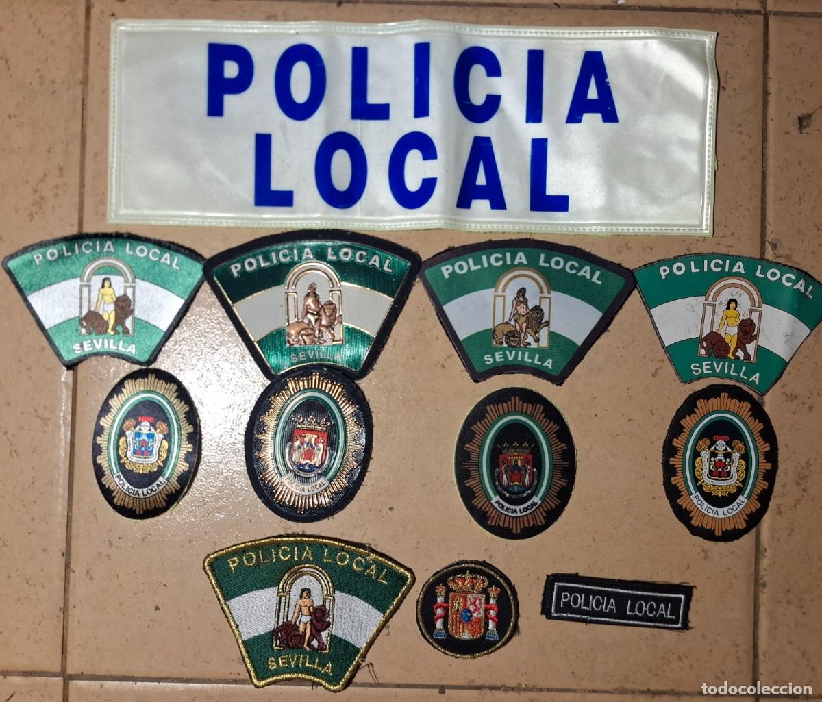 Militaria: Parches de pecho y brazo Policia local de Sevilla + parche grande reflectante