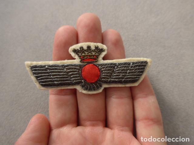 Militaria: Antiguo parche rokiski bordado original de aviacion franquista, epoca Franco. Ejercito del Aire.
