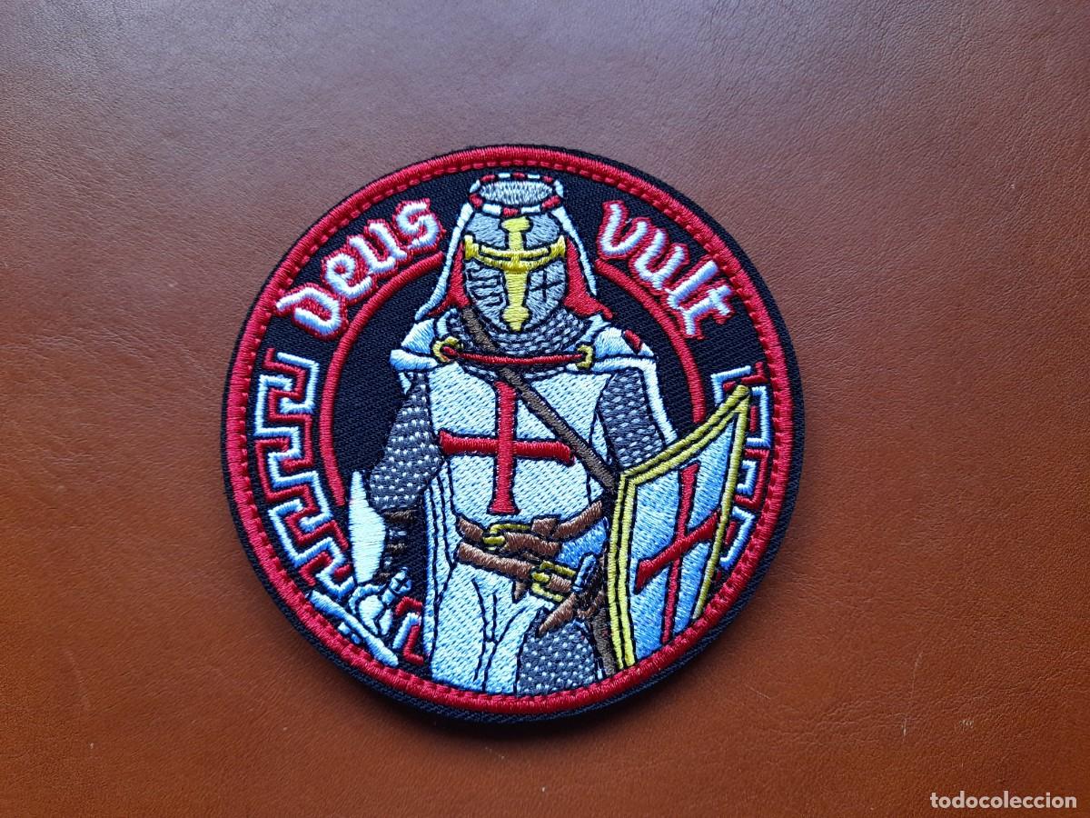 Militaria: Parche Deus Vult circular. Parche de ropa militar Parche militar. Parche templario