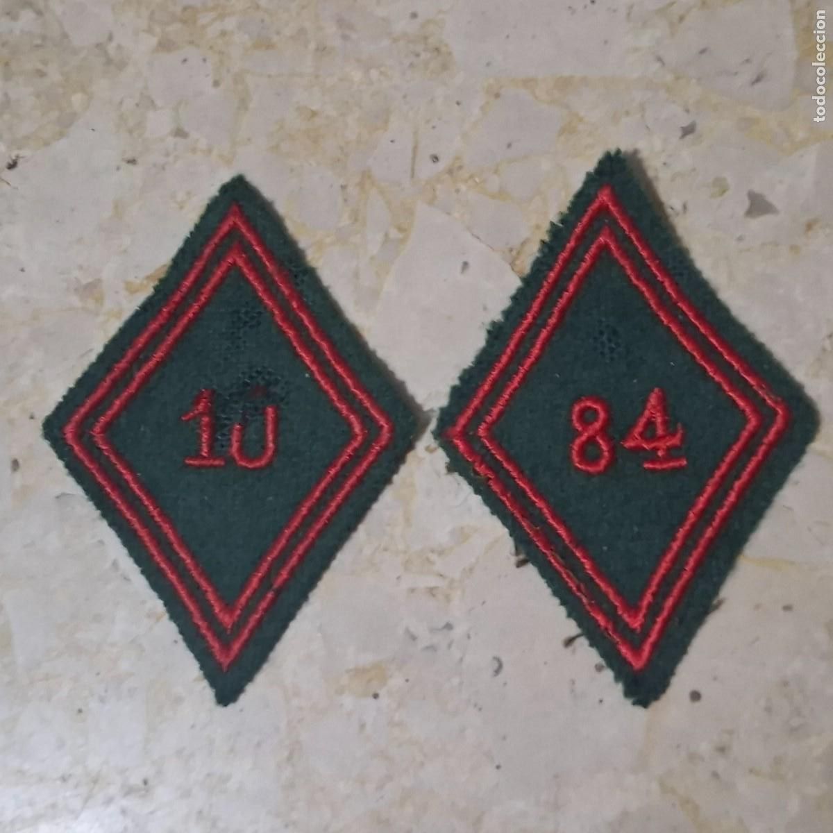 Militaria: Parches de manga original vintage del 10&deg; y 84 &deg;Regimientos de Tren del Ej&eacute;rcito Franc&eacute;s.