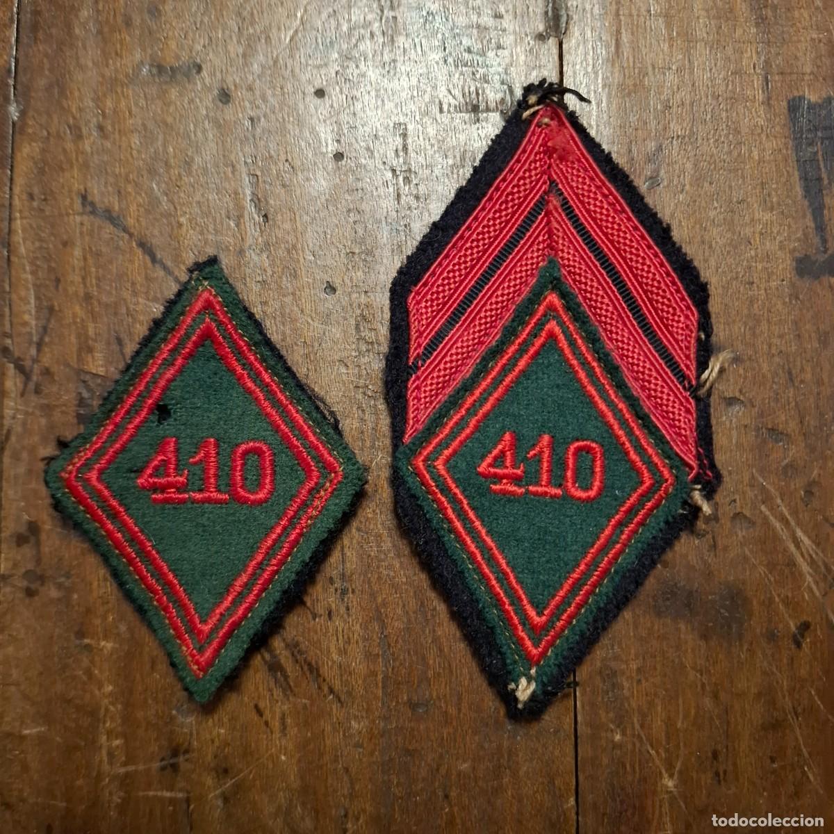 Militaria: 2 antiguos parches del GAma. 410&deg;Grupo de artilleria de la marina francesa. de tropa y otro de subof
