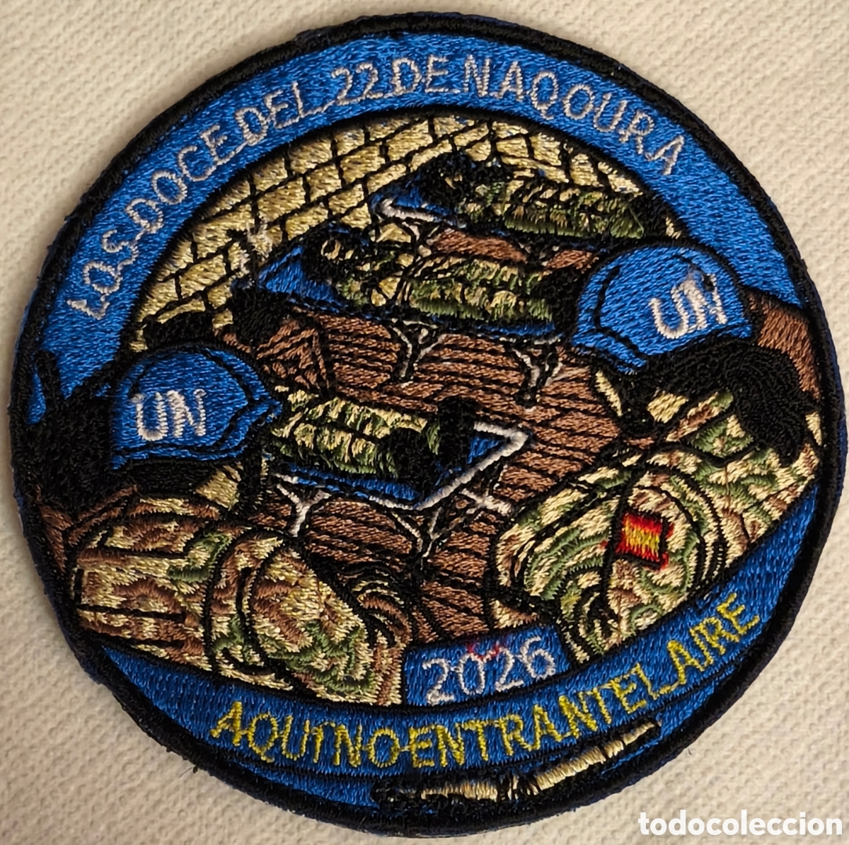 Militaria: PARCHE EMBLEMA DE BRAZO BORDADO A COLOR CON VELCRO LOS DOCE DEL 22 DE NAQOURA L&Iacute;BANO