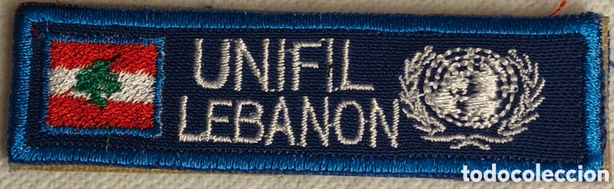 Militaria: PARCHE EMBLEMA DE PECHO MISI&Oacute;N UNIFIL LEBANON CON VELCRO 9&times;2,5 CMS