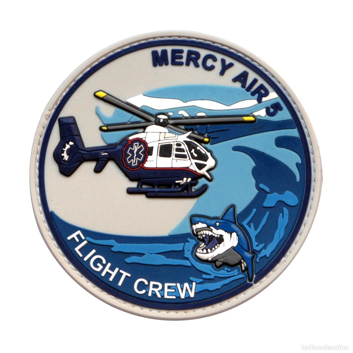 Militaria: PARCHE HEMS MERCY AIR 5 FLIGHT CREW - HELICOPTEROS