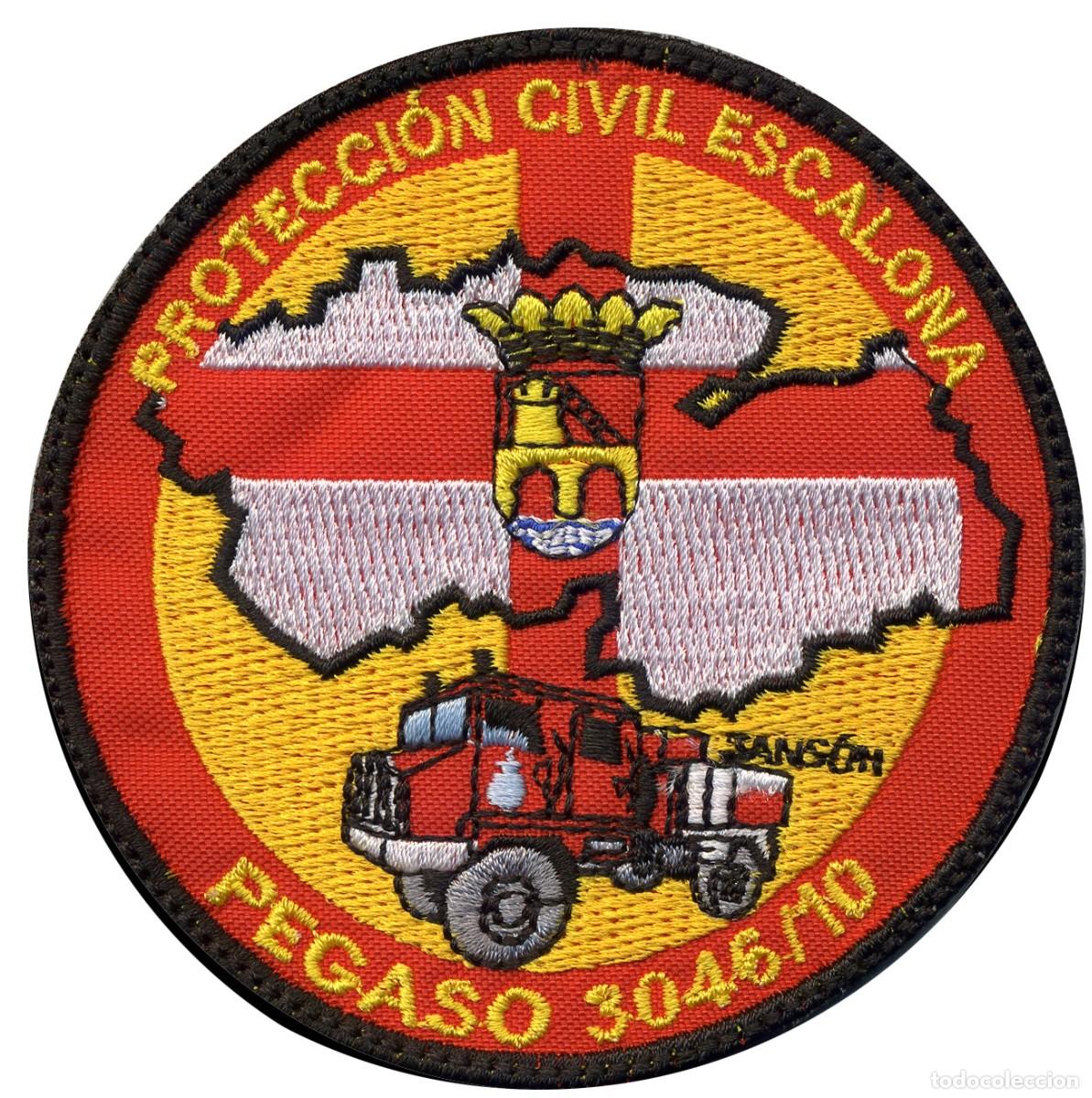 Militaria: PARCHE PROTECCION CIVIL ESCALONA - PEGASO 3046/10 - BOMBEROS