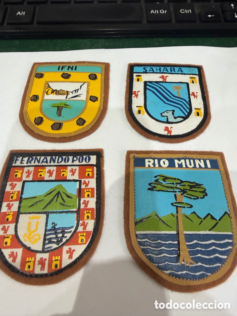 Militaria: Lote 4 Antiguos Parches Provincia Espa&ntilde;ola IFNi - S&Aacute;HARA - FERNANDO POO Y R&Iacute;O MUNI -