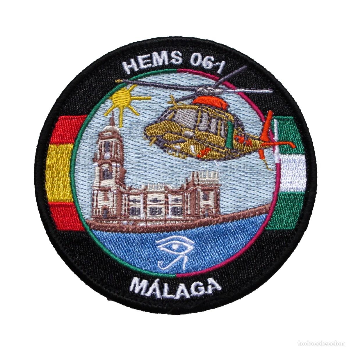 Militaria: PARCHE HEMS 061 MALAGA - HELICOPTERO MEDICALIZADO