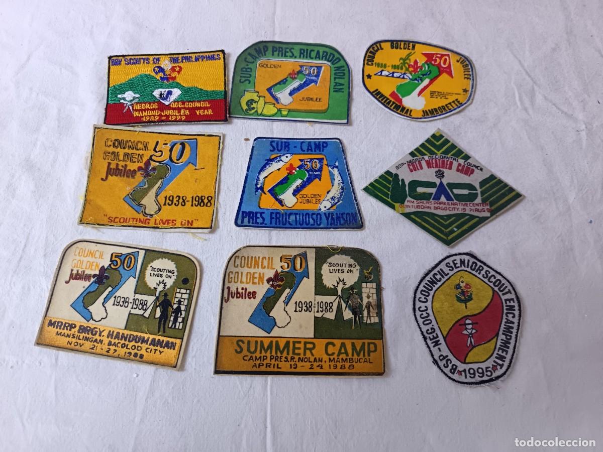 Militaria: peque&ntilde;a colecci&oacute;n de 9 parches, Scouts o similar, a identificar