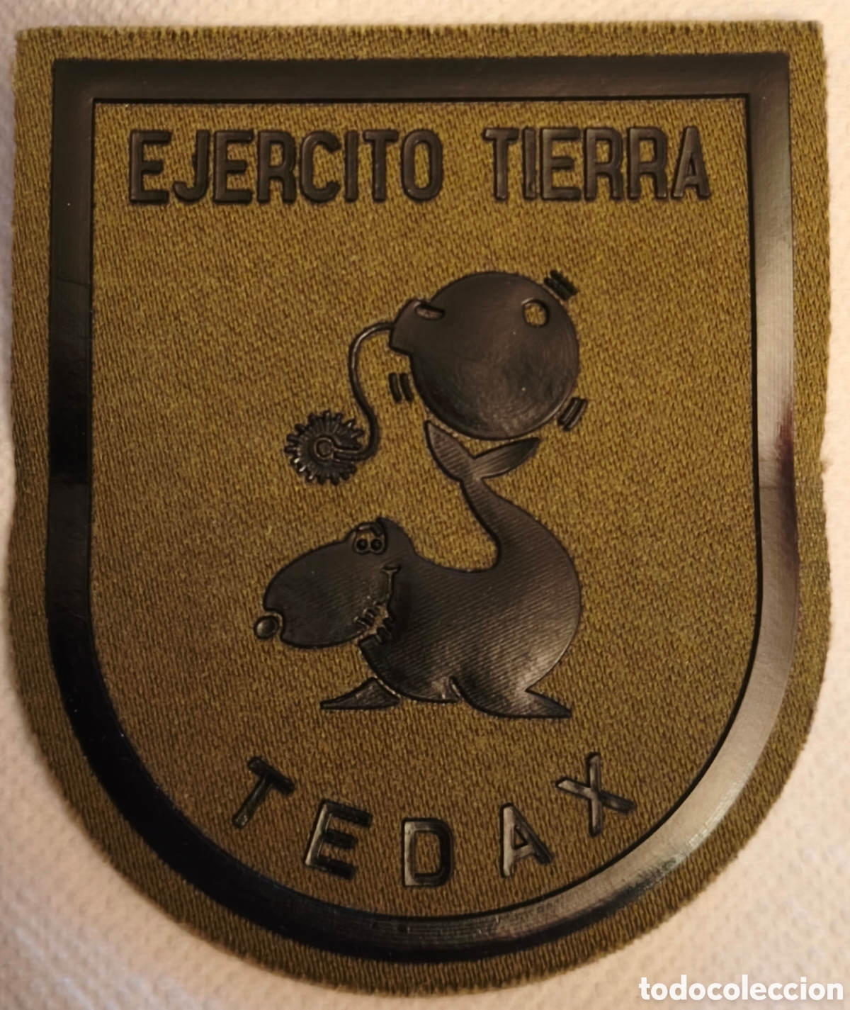 Militaria: PARCHE EMBLEMA DE BRAZO TELA VERDE INYECTADA TEDAX EJ&Eacute;RCITO TIERRA