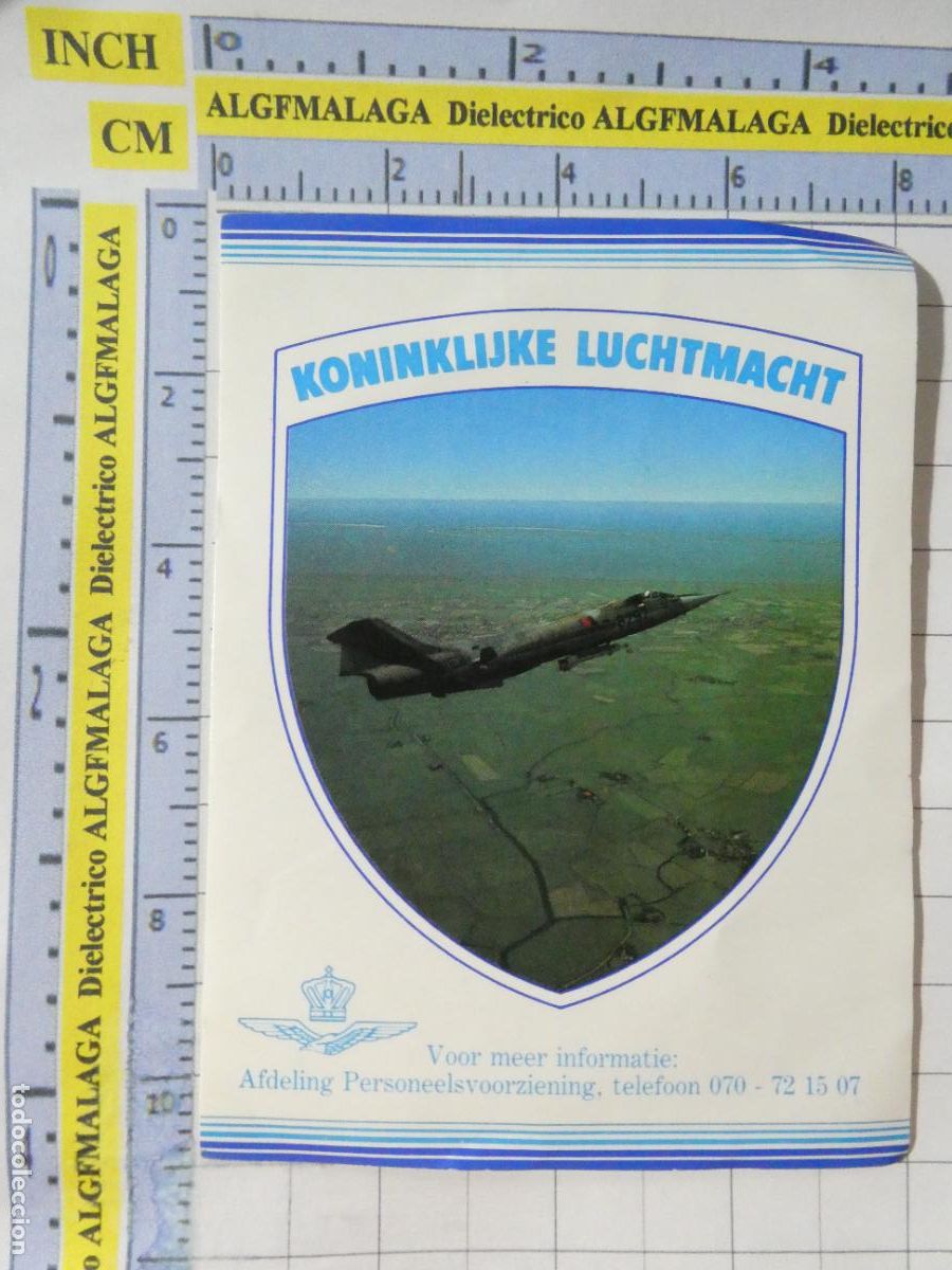 Militaria: PEGATINA MILITAR. EJ&Eacute;RCITO DEL AIRE. HOLANDA PA&Iacute;SES BAJOS. FUERZA AEREA HOLANDESA AVI&Oacute;N CAZA F-104?