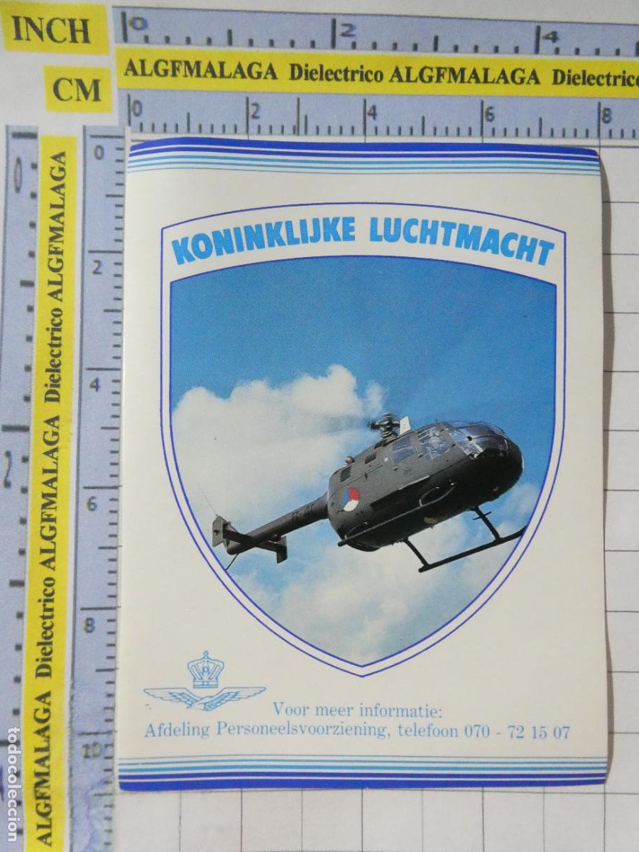 Militaria: PEGATINA MILITAR. EJ&Eacute;RCITO DEL AIRE. HOLANDA PA&Iacute;SES BAJOS. FUERZA AEREA HOLANDESA HELIC&Oacute;PTERO MBB ?
