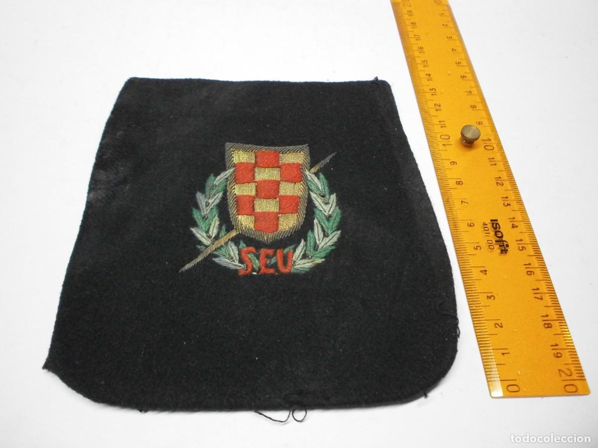 Militaria: antiguo parche de la seu falange bordado metalico