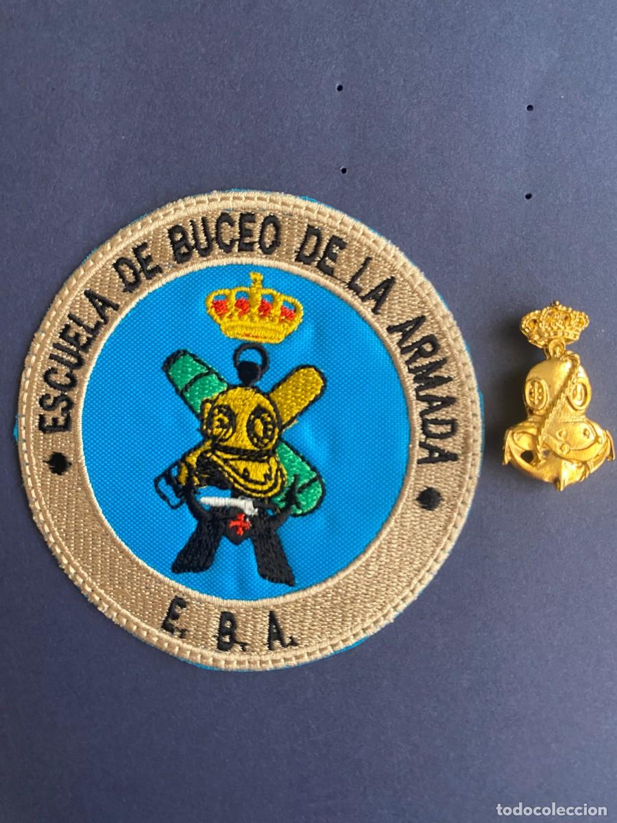 Militaria: Parche y distintivo original de buzo, buceador de la Armada Espa&ntilde;ola.