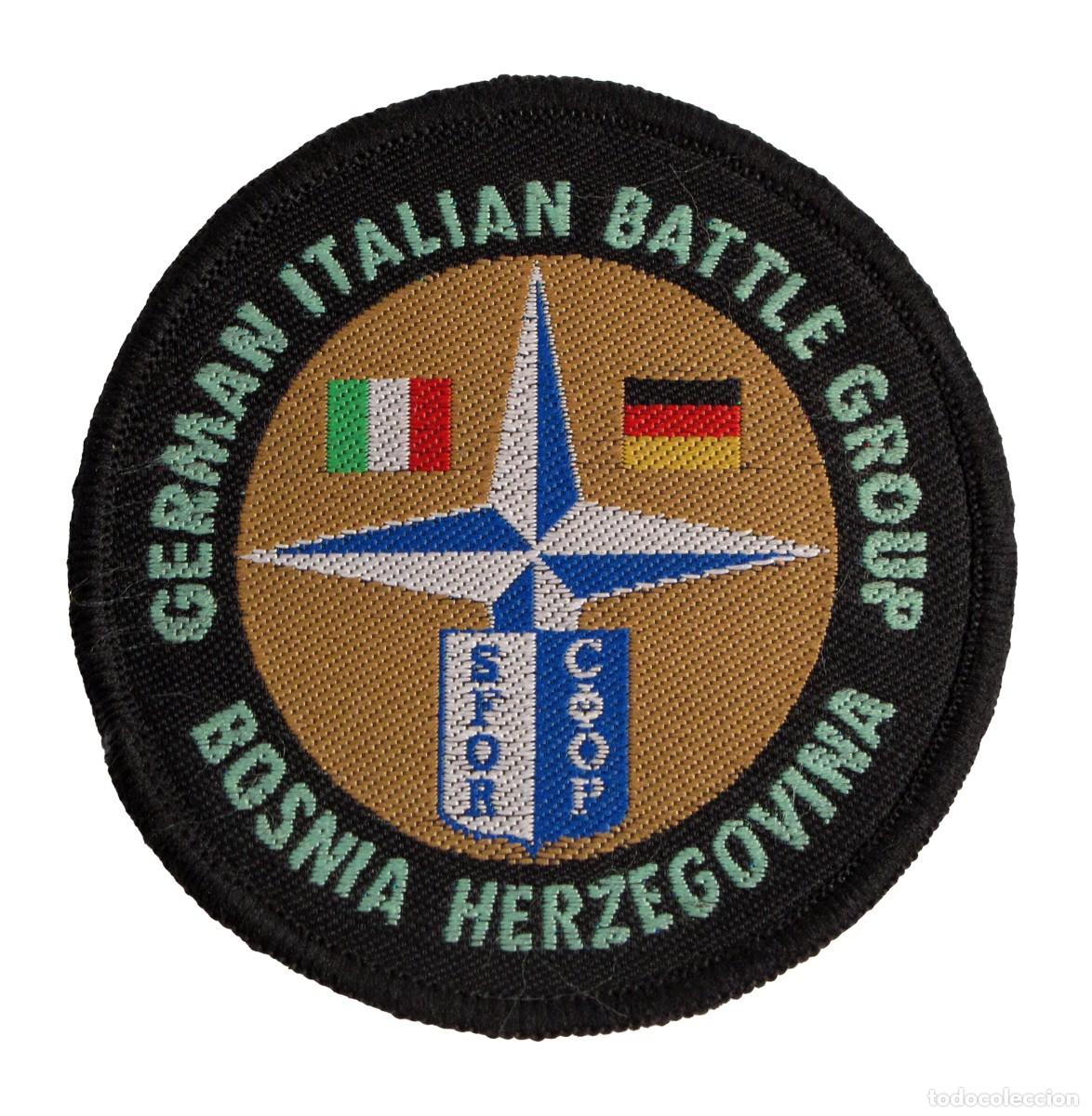 Militaria: PARCHE MILITAR GERMAN ITALIAN BATTLE GROUP - BOSNIA HERZEGOVINA - SFOR - CONTINGENTE ITALO ALEMAN