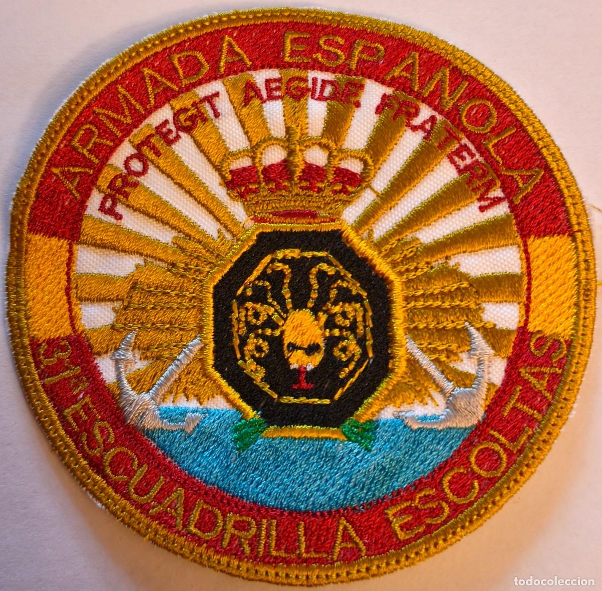 Militaria: PARCHE EMBLEMA DE BRAZO BORDADO A COLOR DE LA 31 ESCUADRILLA DE ESCOLTAS ARMADA ESPA&Ntilde;OLA