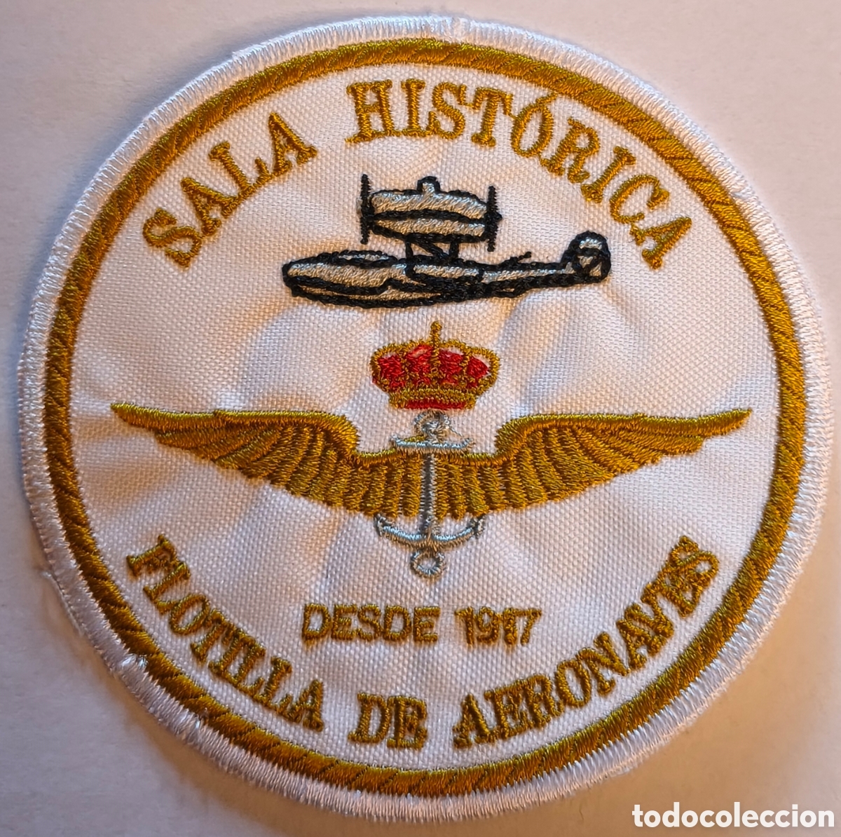 Militaria: PARCHE EMBLEMA DE BRAZO BORDADO A COLOR DE LA SALA HIST&Oacute;RICA FLOTILLA DE AERONAVES