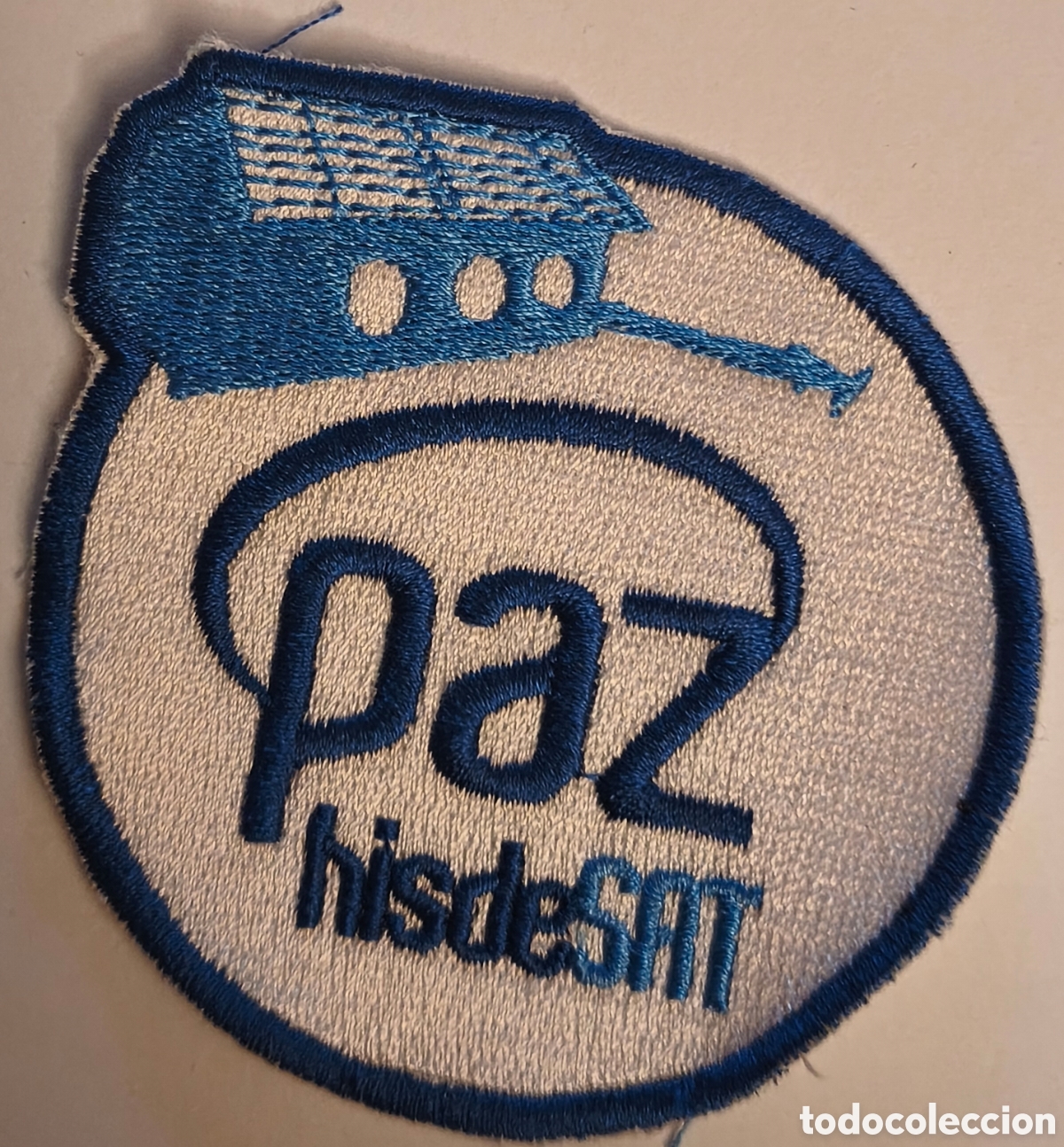 Militaria: PARCHE EMBLEMA DE BRAZO BORDADO A COLOR SAT&Eacute;LITE ESPA&Ntilde;OL PAZ DE HISDESAT