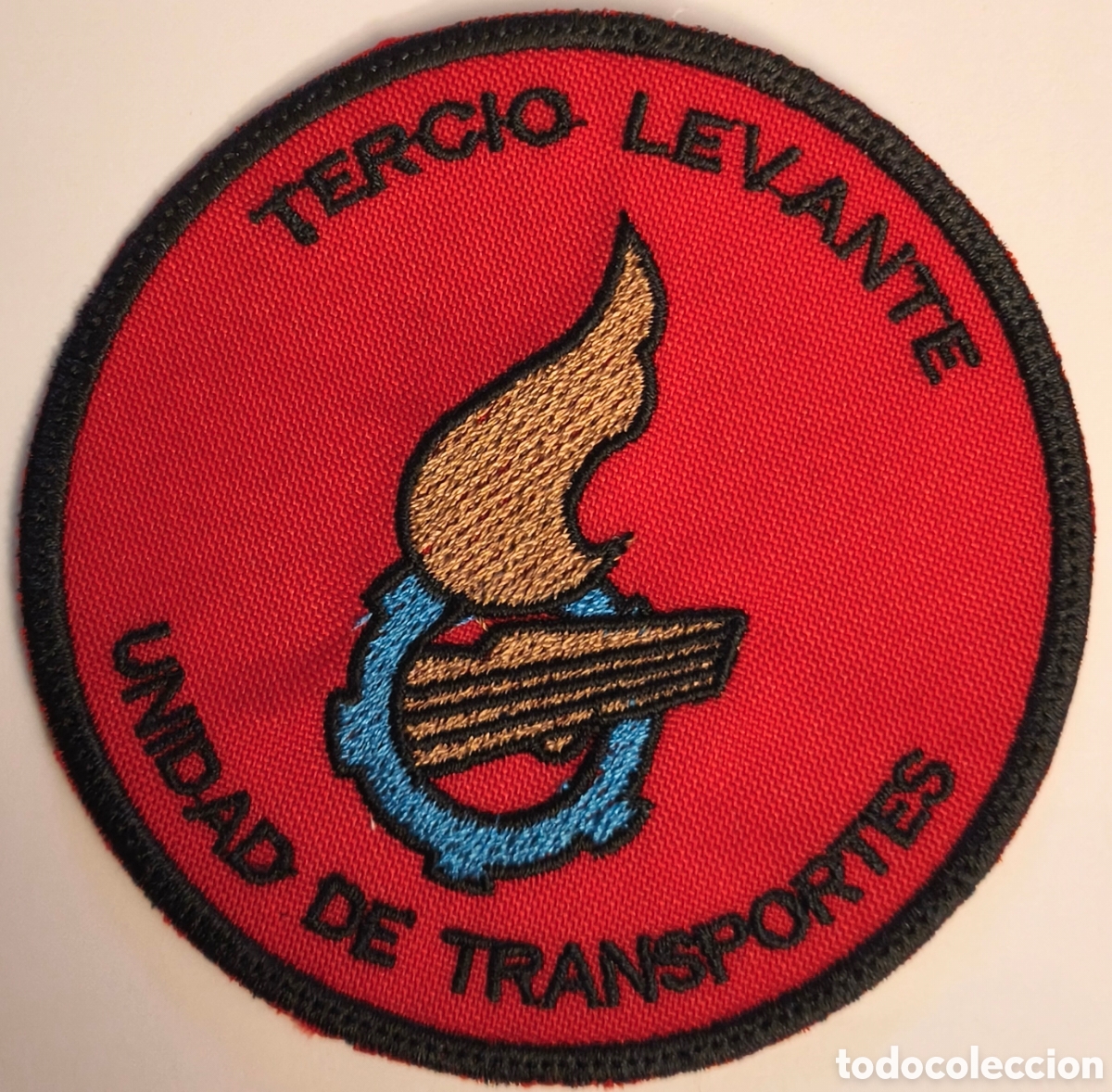 Militaria: PARCHE EMBLEMA DE BRAZO BORDADO A COLOR DE LA UNIDAD DE TRANSPORTE DEL TERCIO LEVANTE