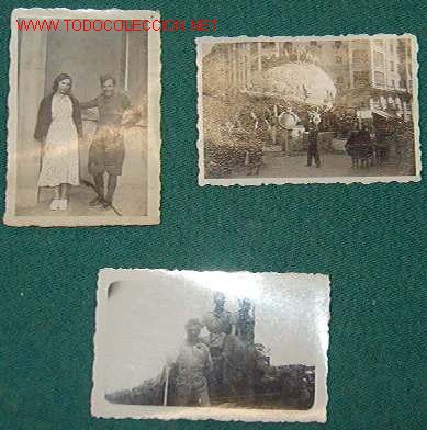 Military Antiques: lote de 3 fotos, una de Puiggr&ograve;s de 1937, 4,5 x 6,5 cms.