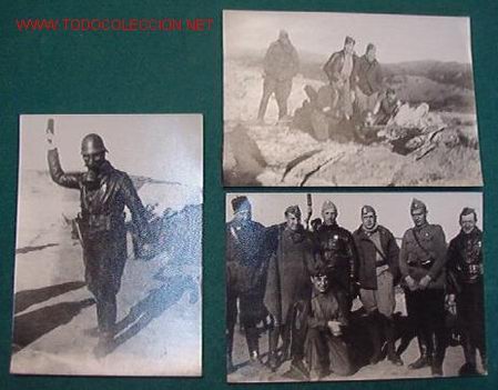 Militaria: Lote de 3 fotos, alguna de regulares, COPIAS; 9 x 12,5 cms.