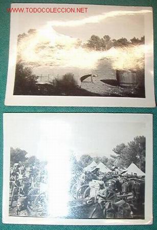 Militaria: lote de 2 fotos con ca&ntilde;ones; 6,5 x 9 cms.