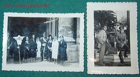 Militaria: Lote de 2 fotos con militar de la &eacute;poca de Franco y diplom&aacute;tico, peque&ntilde;as.