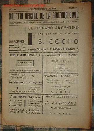 Militaria: Bolet&iacute;n oficial de la Guardia Civil, 1 febrero 1938.