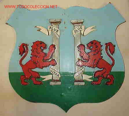 Militaria: Escudo de madera badajoz 26, 25 x 25 cms. aprox