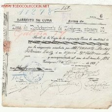Militaria: DOCUMENTO SOBRE EL EJÉRCITO DE CUBA FECHADO EN 1897