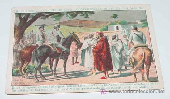 Militaria: ANTIGUO CROMO DEL CONFLICTO DE MARRUECOS - N&ordm; 29 - CAMPA&Ntilde;A DEL RIF - PROTECTORADO ESPA&Ntilde;OL - REVERSO