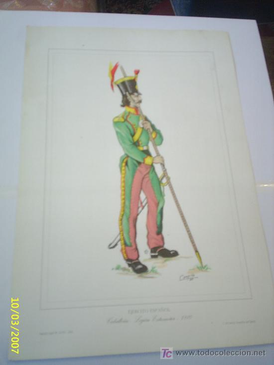 Militaria: Litograf&iacute;a Caballeria: Legi&oacute;n Extreme&ntilde;a-1810. Ej&eacute;rcito Espa&ntilde;a