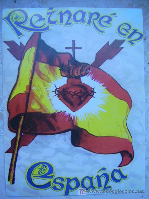 Military Antiques: Pegatina Carlista Coraz&oacute;n de Jes&uacute;s. Reinar&eacute; en Espa&ntilde;a.