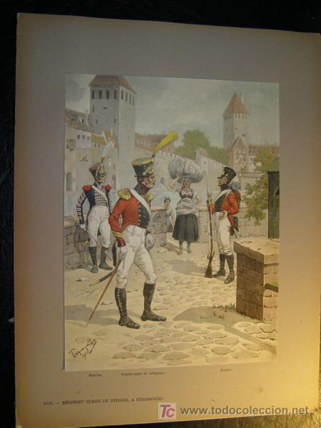 Militaria: Excelente l&aacute;mina del Ej&eacute;rcito frances, con tropas del a&ntilde;o 1818.