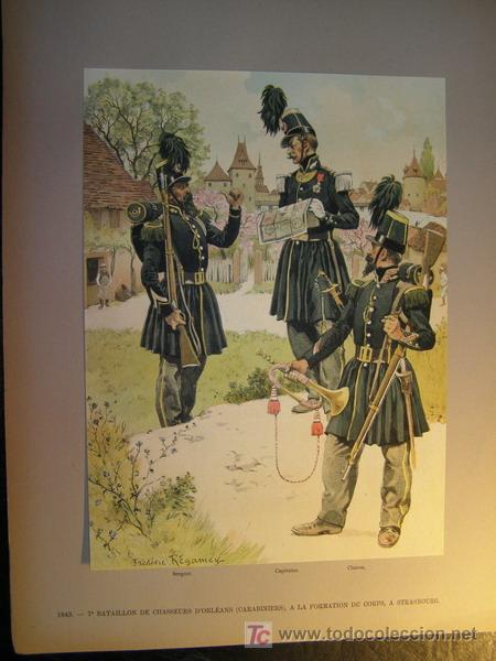 Militaria: Excelente l&aacute;mina del Ej&eacute;rcito frances, con tropas del a&ntilde;o 1843.