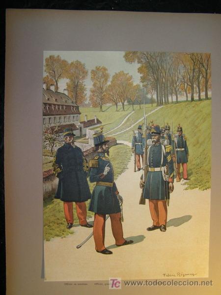 Militaria: Excelente l&aacute;mina del Ej&eacute;rcito frances, con tropas del a&ntilde;o 1846.