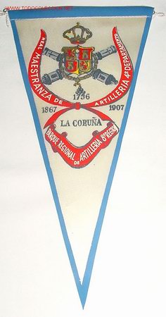 Militaria: ANTIGUO BANDERIN DE  LA REAL MAESTRANZA DE ARTILLERIA 4&ordm; DEPARTAMENTO . PARQUE REGIONAL DE ARTILLERI