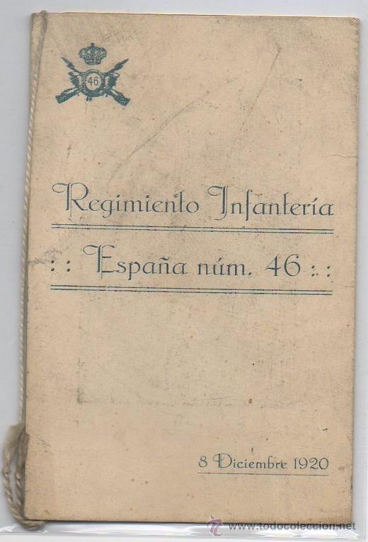 Military Antiques: FOLLETO DEL REGIMIENTO DE INFANTERIA ESPA&Ntilde;A NUMERO 46, 8 DE DICIEMBRE 1920 MILITAR EJERCITO