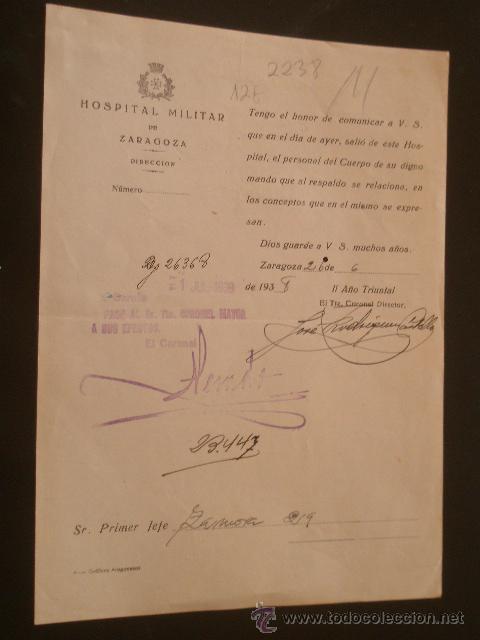 Militaria: Documento tama&ntilde;o cuartilla con membrete republicano